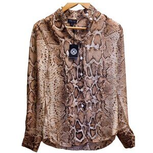 CARLISLE COLLECTION ANIMAL PRINT SILK SHIRT
